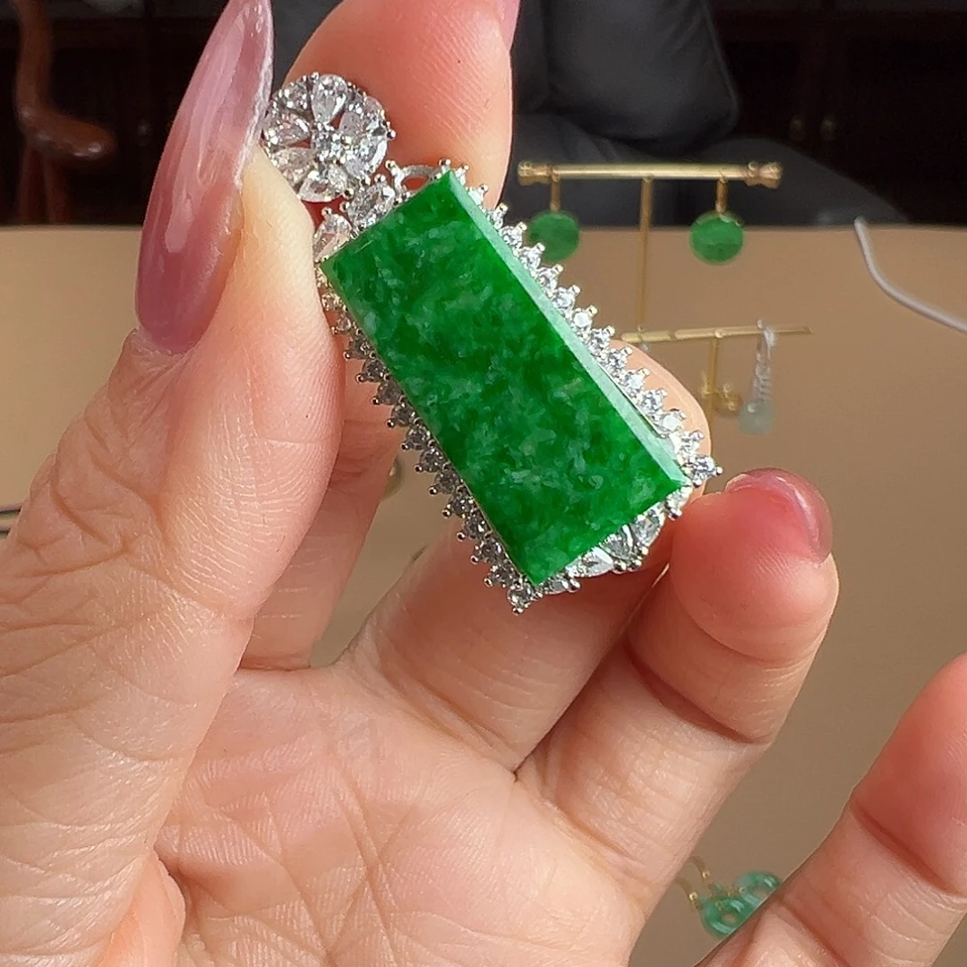 翡翠银S925镶嵌颈饰吊坠7