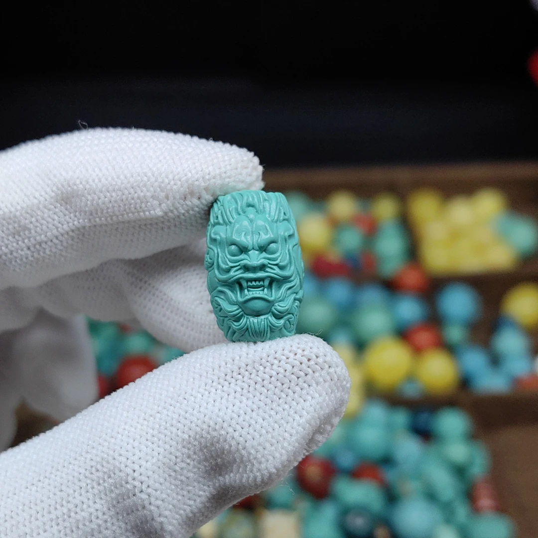 【A43】20x13mm龙柱桶珠满工精雕散珠文玩配珠配饰顶珠腰珠隔珠