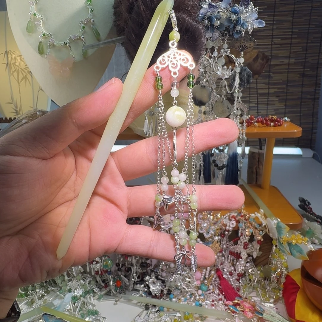 蛇纹石玉合金发饰