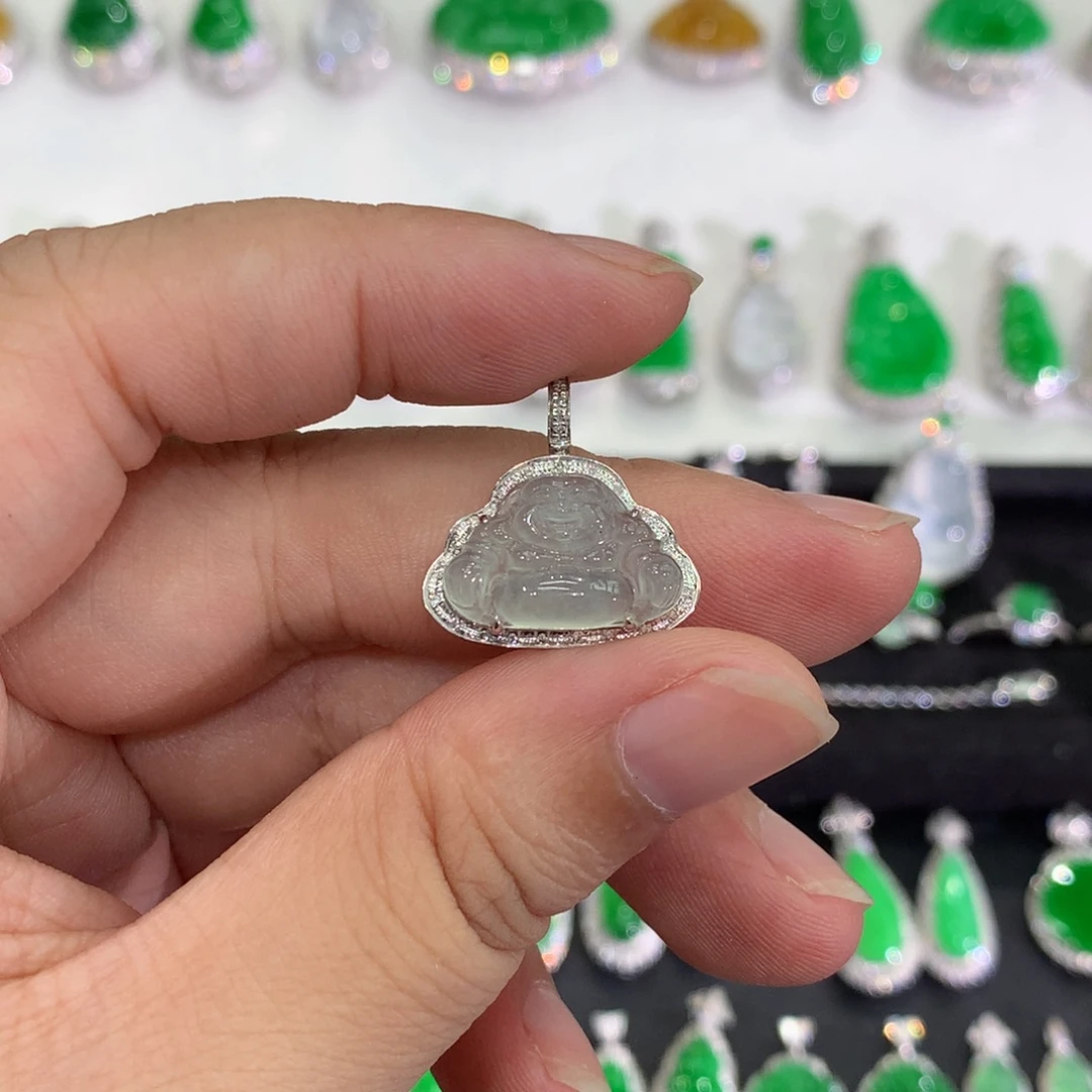 翡翠18K金镶嵌吊坠(不含链)吊坠