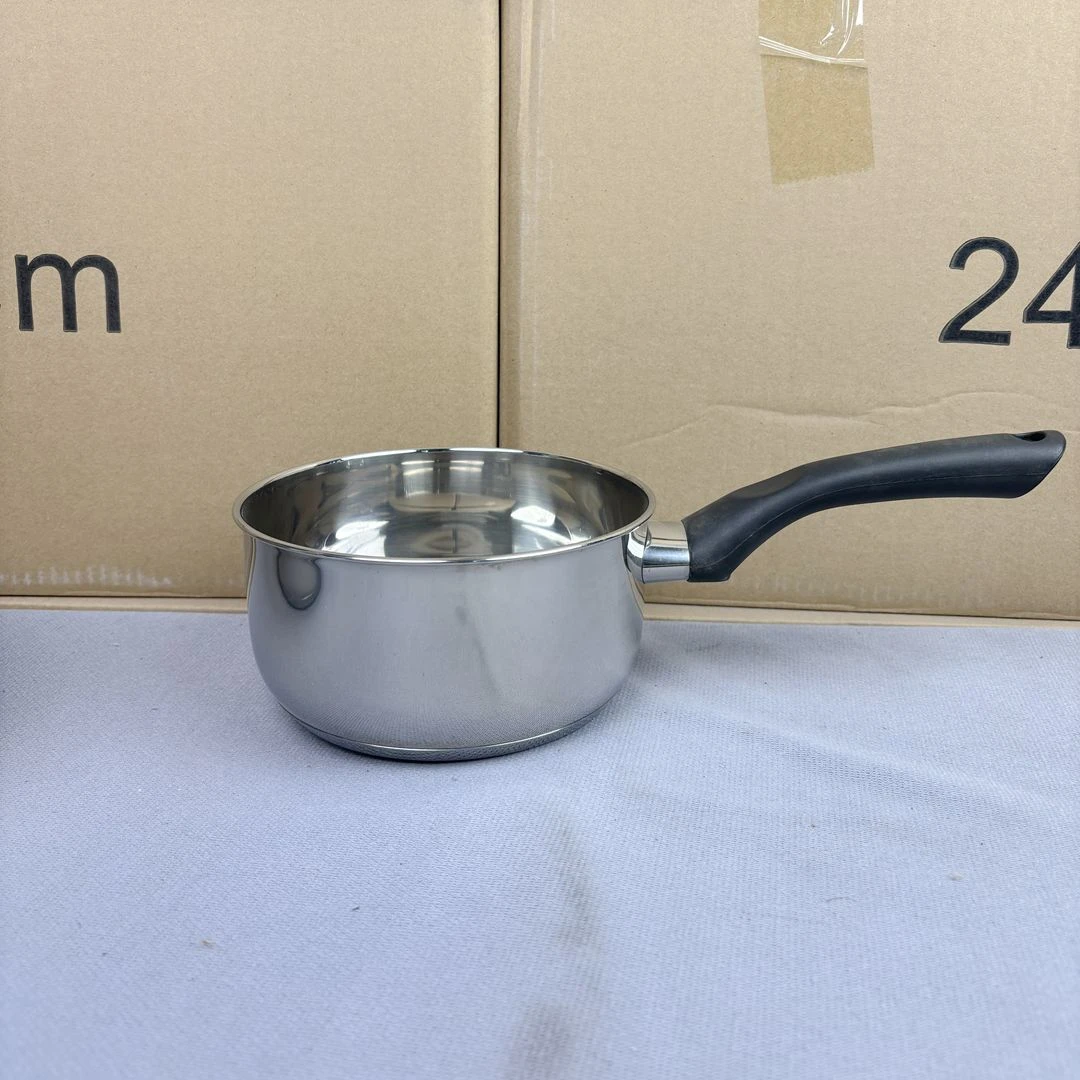 s标304不锈钢加厚胶单柄奶锅16*8cm带玻璃盖