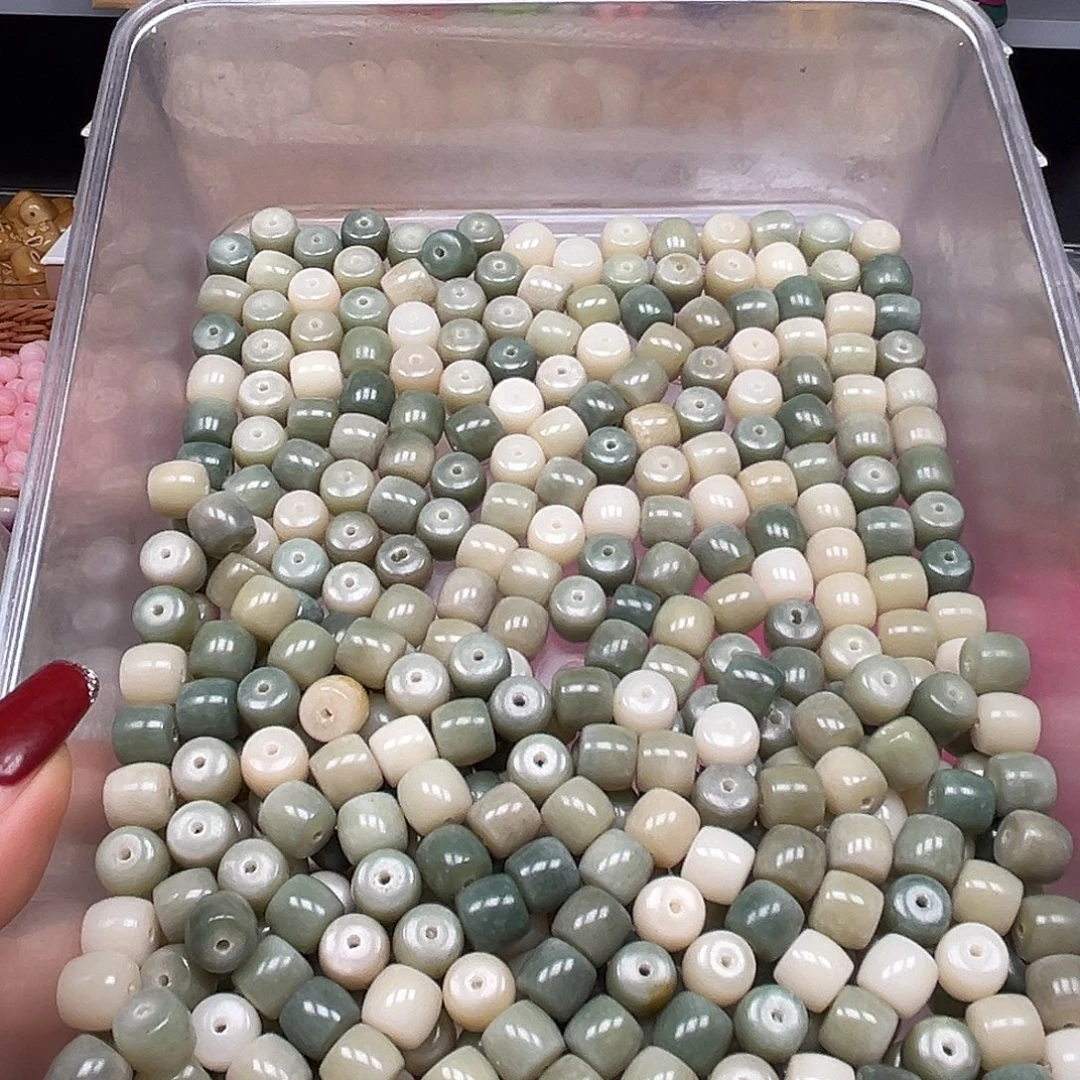 菩提根/象牙果手串微瑕11雪花绿直切200颗