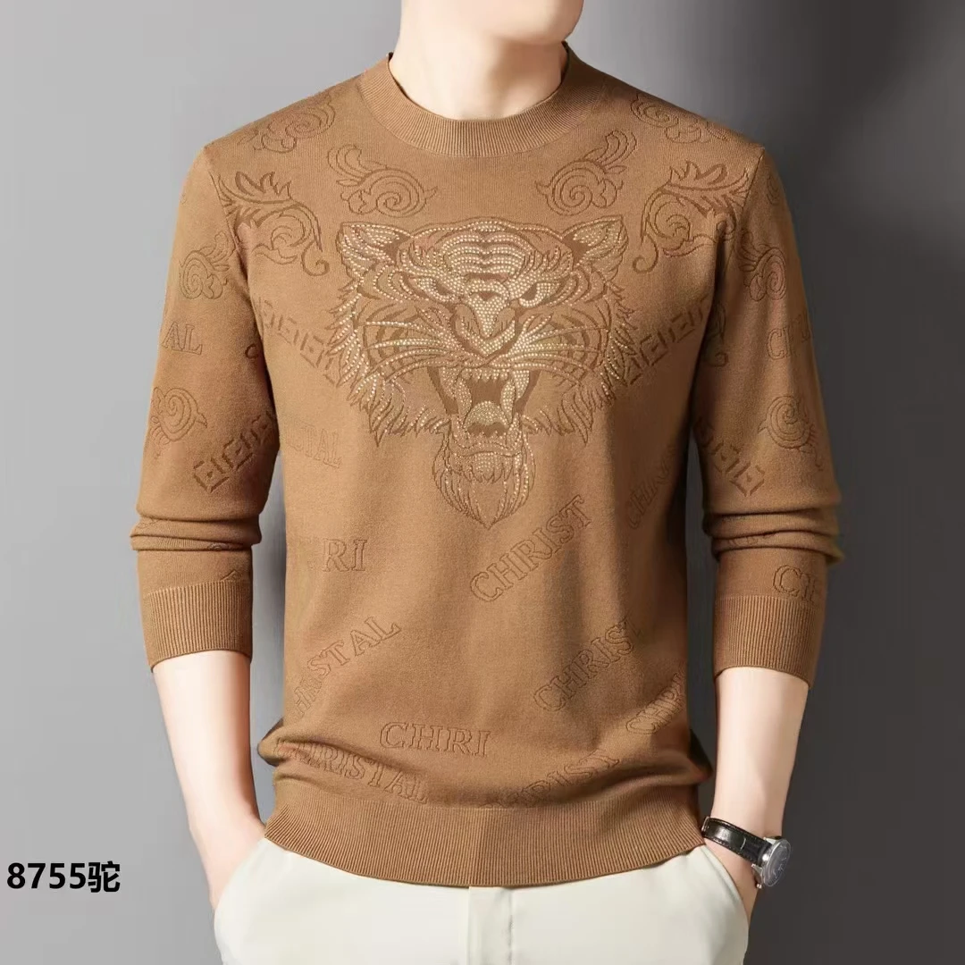 针织春秋针织衫轻盈保暖圆领毛衣保暖长袖毛衣高档休闲秋冬