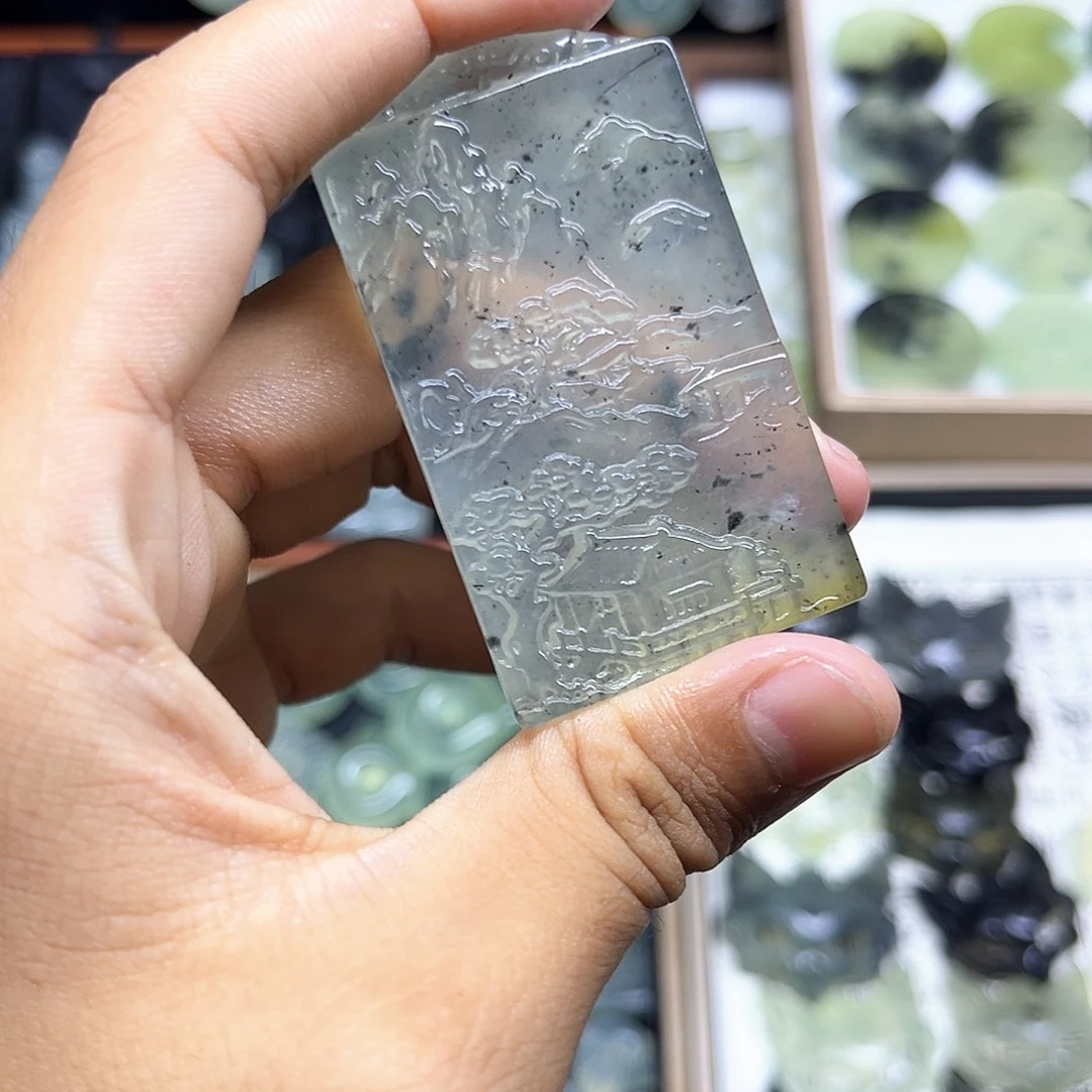 合金蛇纹石玉吊坠(赠链)