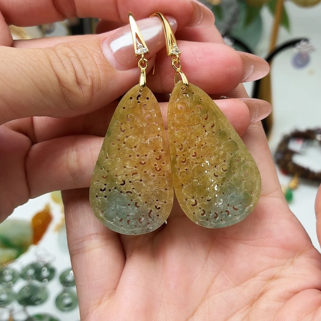 翡翠银S925镶嵌耳饰