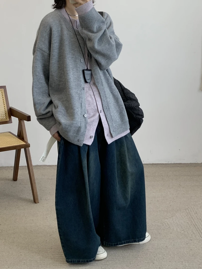 JBJC#2585#假两件针织毛衣开衫 X