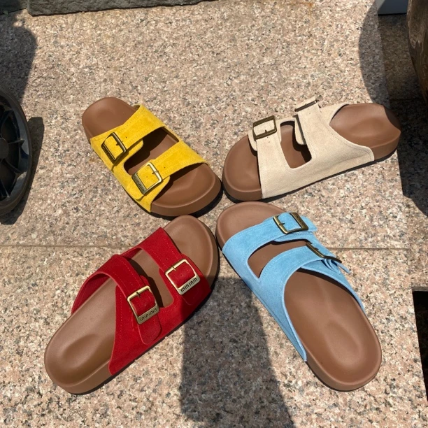 5538【夏季】舒适时尚休闲百搭软底复古平底网红博肯拖鞋