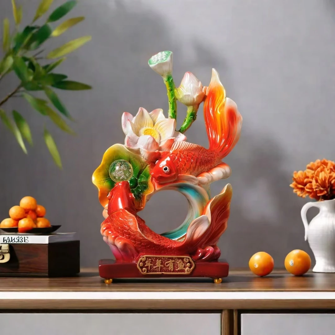 新款年年有余摆件金鱼摆设双鱼酒柜博古架电视柜装饰送祝福送礼
