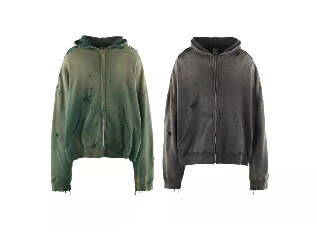 【卷毛专属】SAINT Mxxxxxx ZIPUP HOODIE/DOUBLE FACE破坏拉链卫衣
