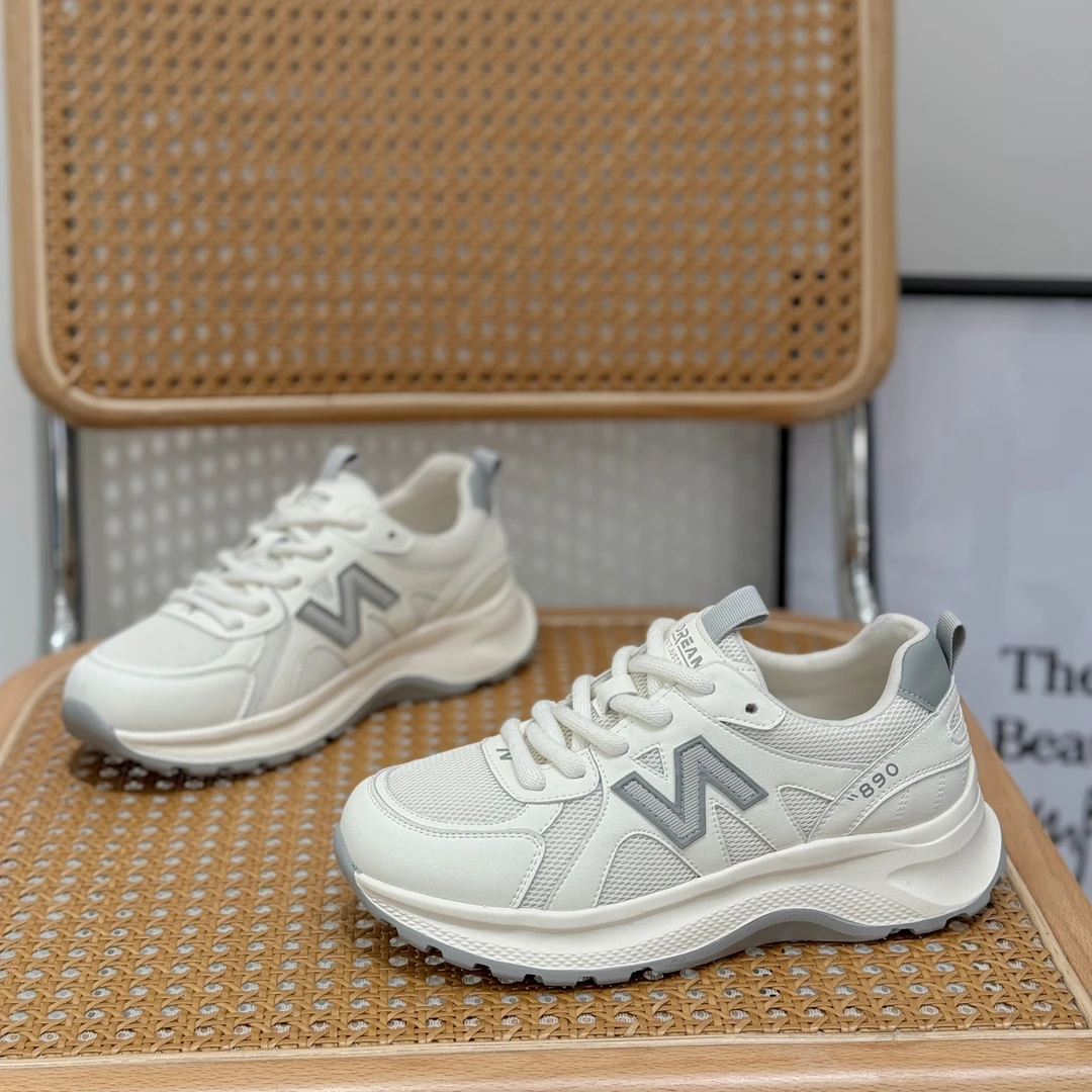 厚底真皮阿甘鞋女2025新款春季爆款网面透气百搭老爹鞋运动休闲鞋