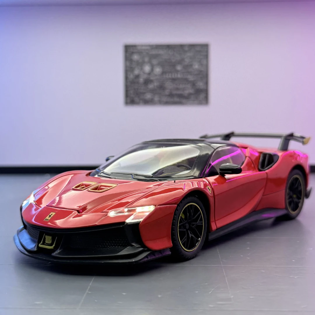 新奥车模1比24拉法F90XX敞篷合金跑车模型摆件声光回力玩具车