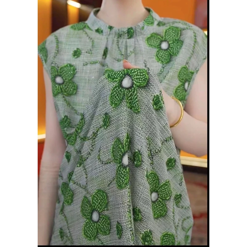 （运费险）【送腰带】夏季新款设计师气质清凉透气遮肉显瘦中长款连衣