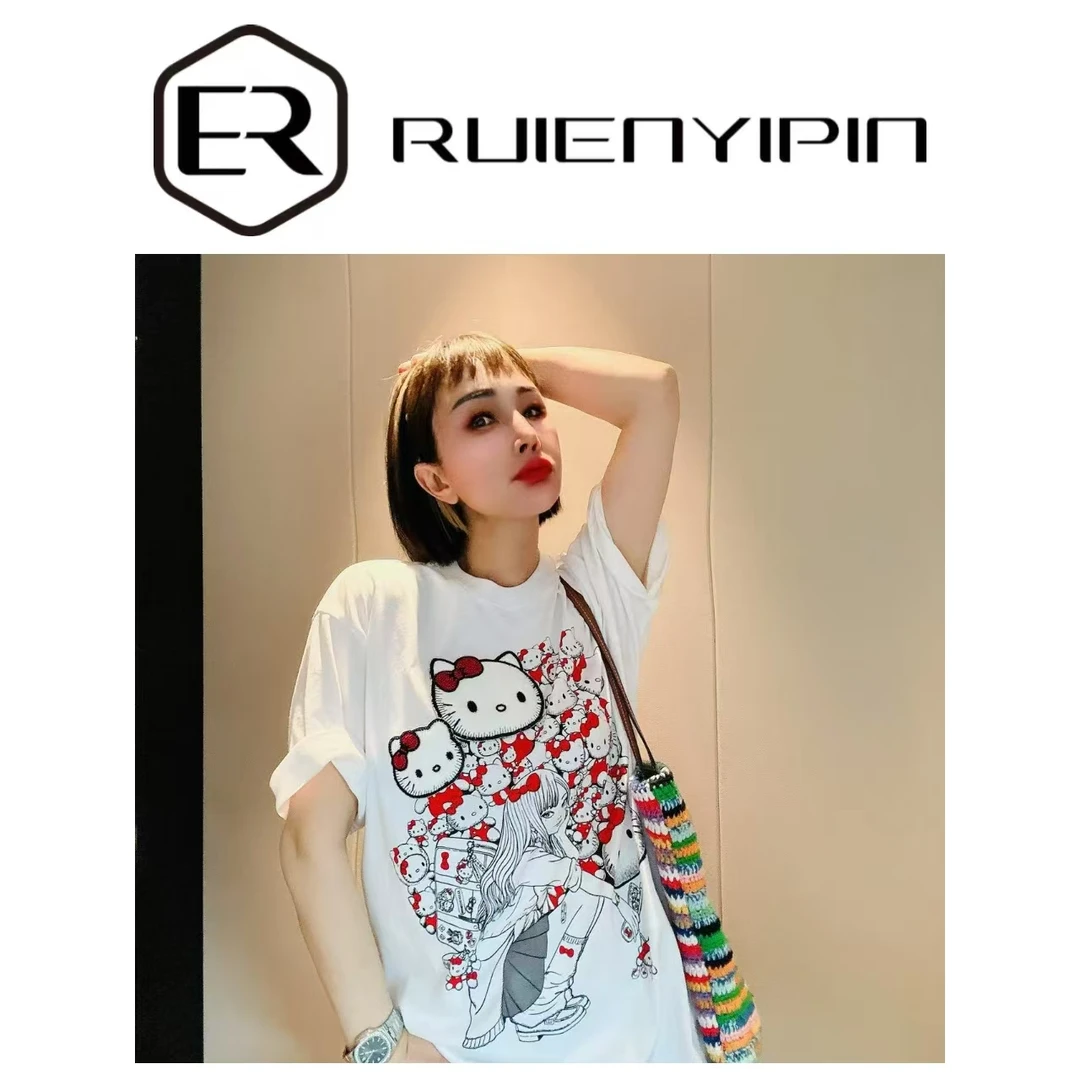 6902#猫咪女孩短袖T