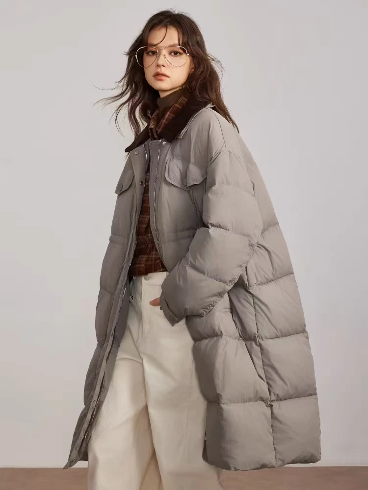 把90%的温暖和100%的优雅穿在身上！鹅绒翻领羽绒服