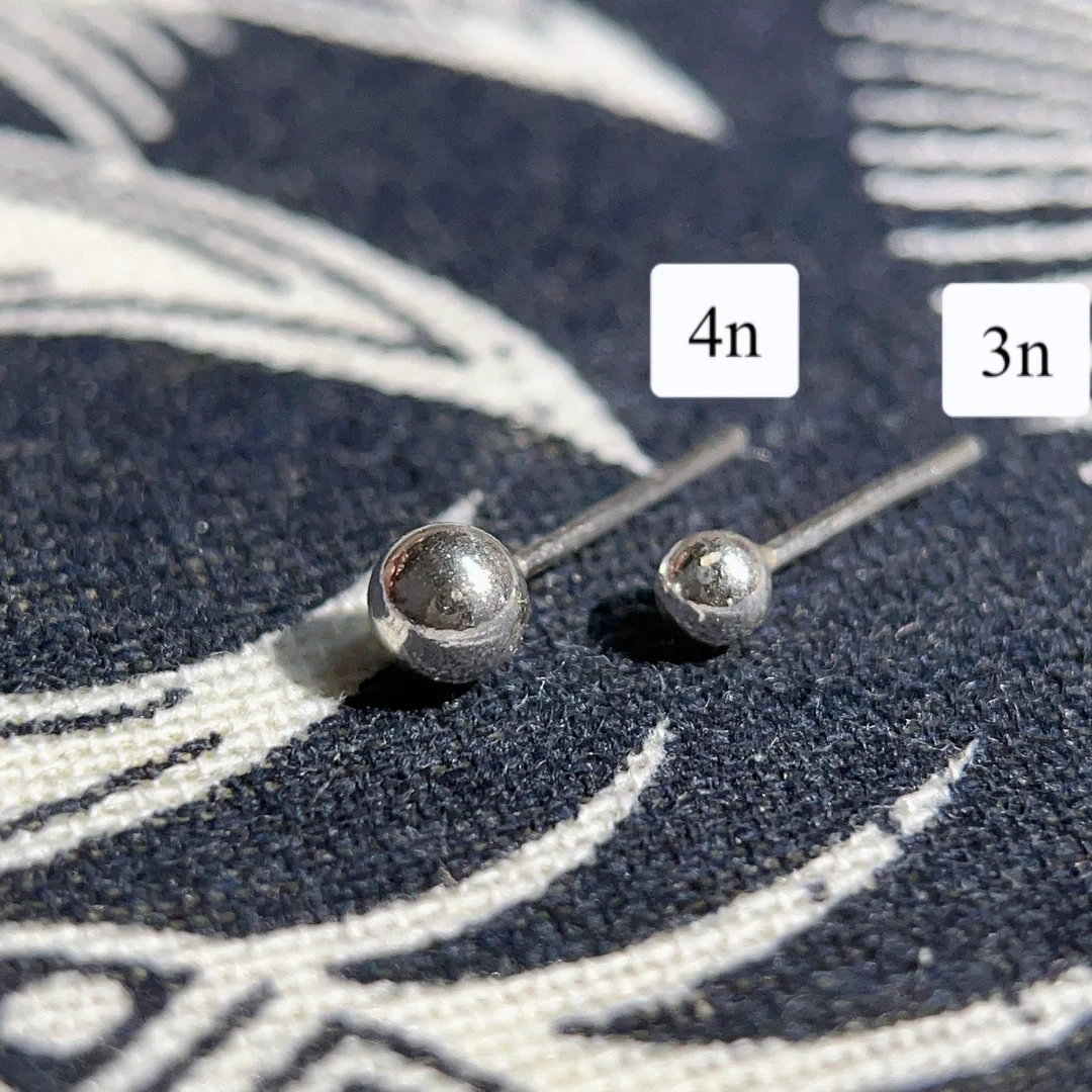 足银耳饰 【云饰银阁】养耳洞 素款亮面豆豆耳钉