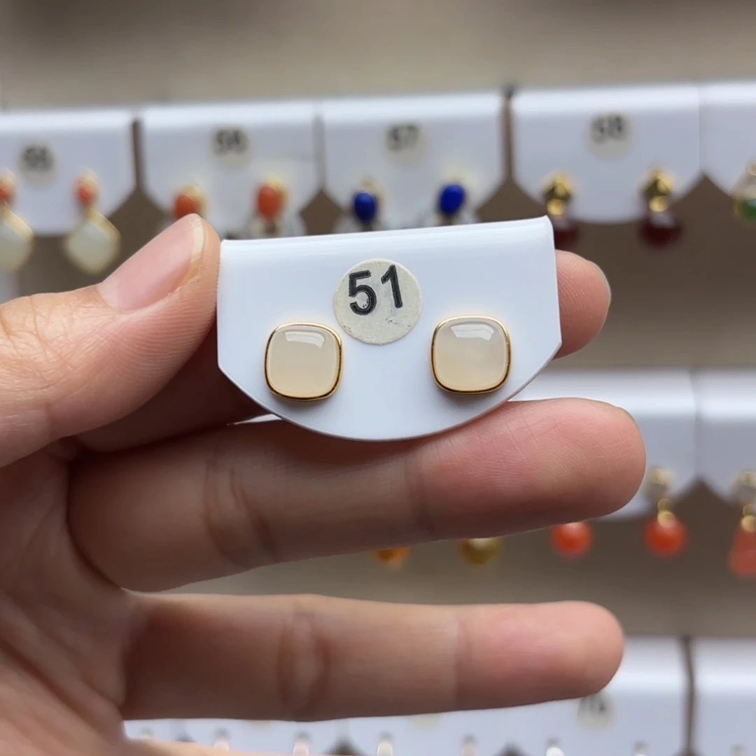 银S925镶嵌和田玉耳饰