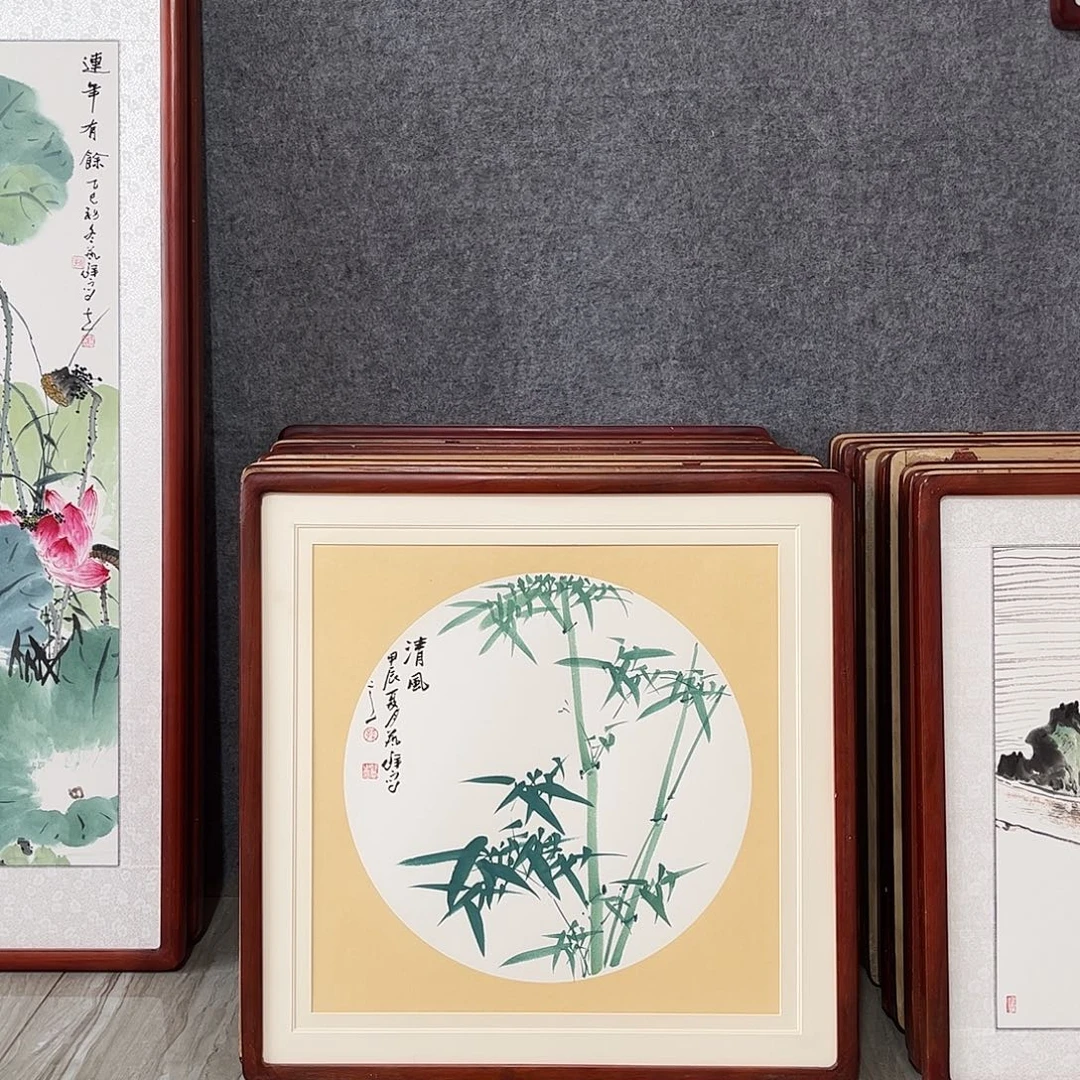 国画书画作品带框63×63