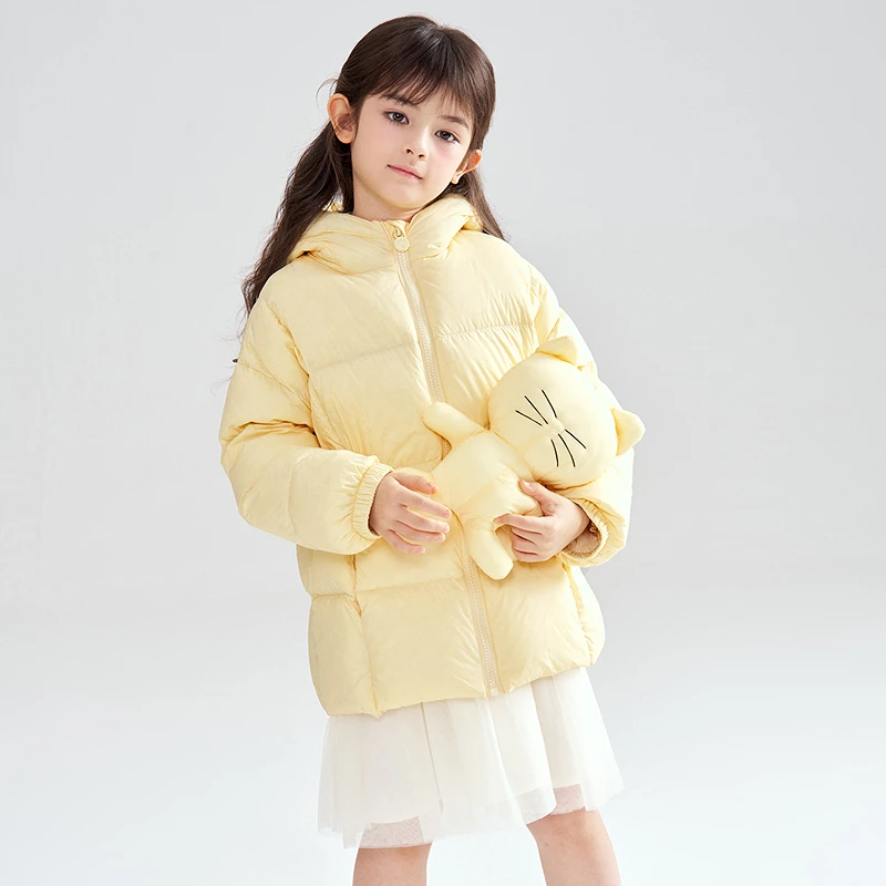 笛莎女童秋冬保暖连帽0压轻感儿童百搭舒适面包羽绒服-QM2546901