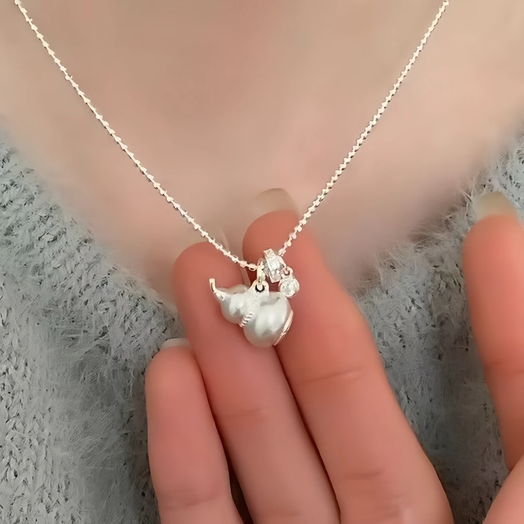 坠链均足银 设计百搭葫芦项链简约气质小众素链859