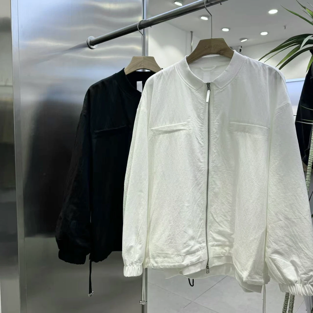 高级感圆领教练夹克男2025新款春秋休闲纯色防风外套潮