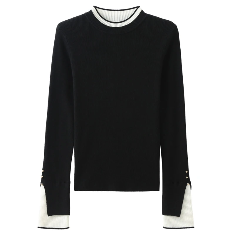 冬季新款时尚气质百搭圆领针织毛衣内搭30W818