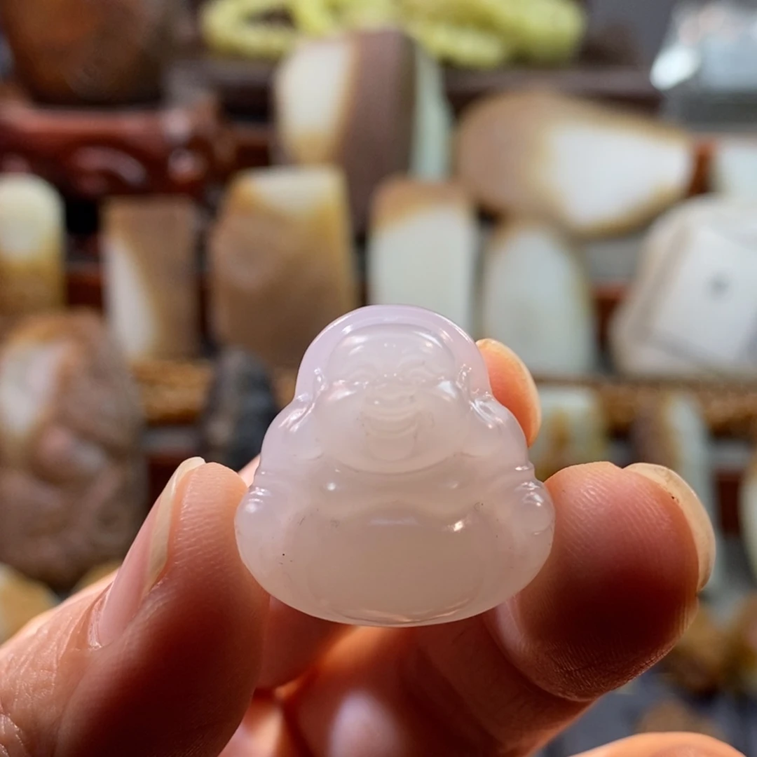 和田玉未镶嵌颈饰江***山开心佛