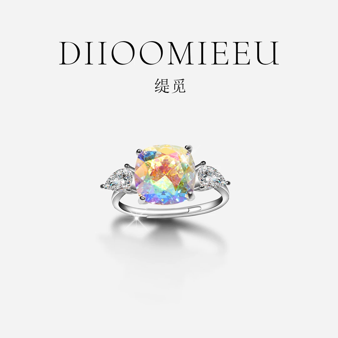 925银戒指 经典时尚肥方气质轻奢百搭精致简约可调节