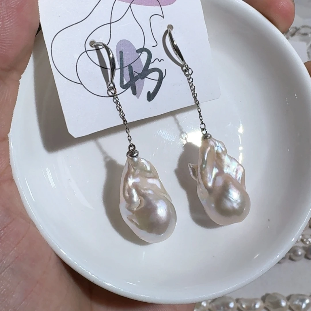 淡水珍珠耳饰银S925镶嵌