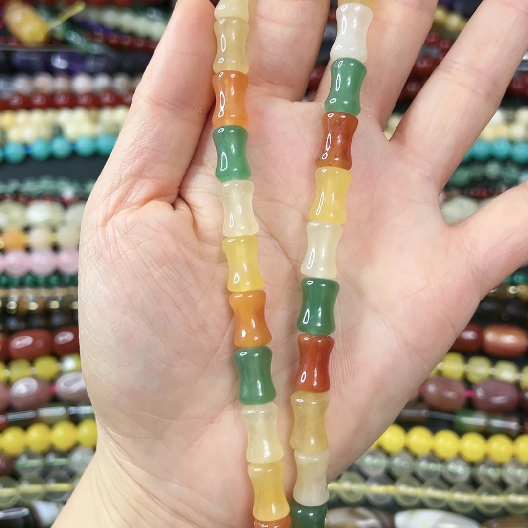 玛瑙/玉髓合金珠宝半成品 圣诞节款竹节一条