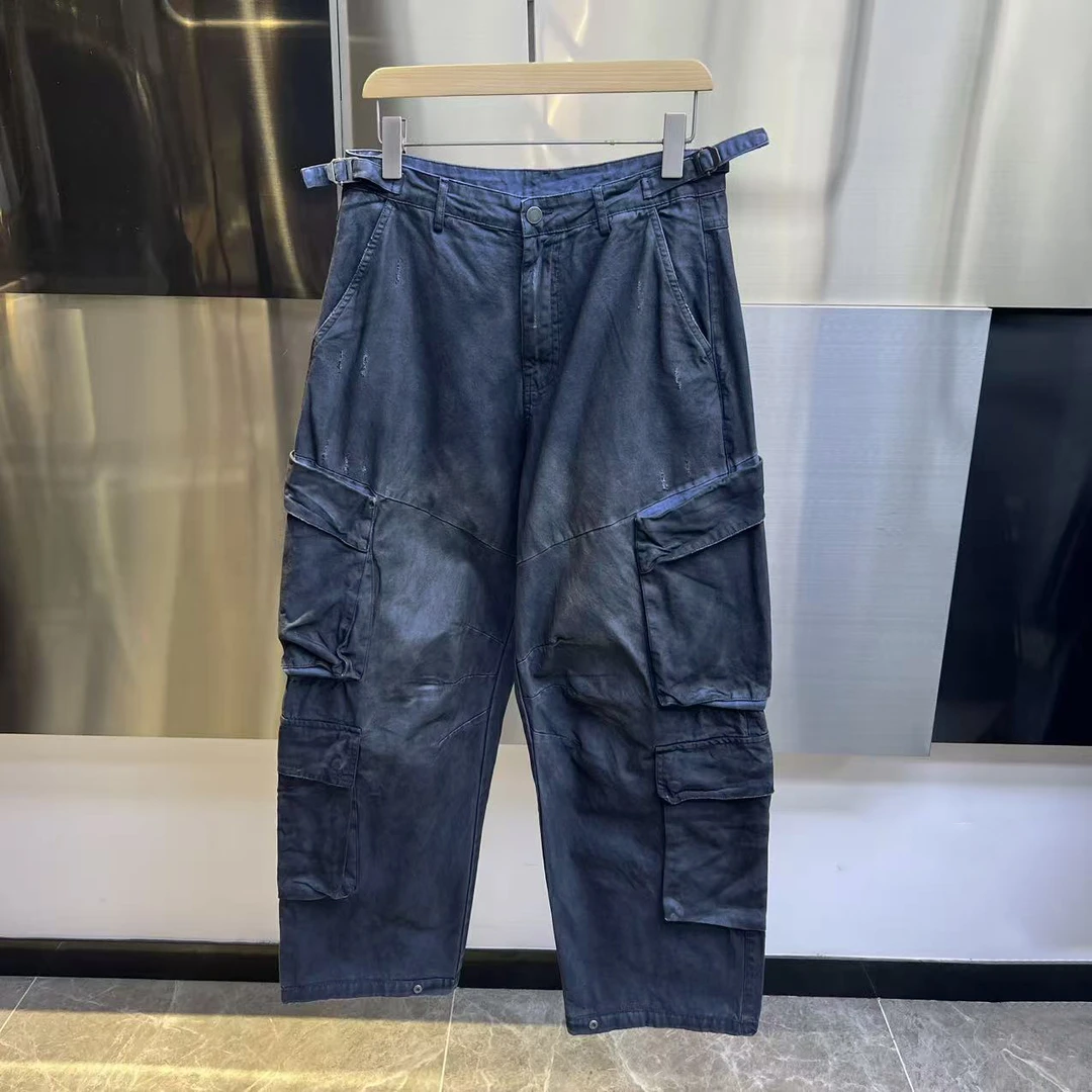 6850 【100棉喷马骝磨破做脏做旧废土】秋冬潮休闲长裤  w244-11570