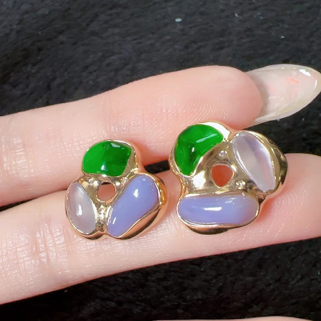 你***姐翡翠18K金镶嵌耳饰签收后24小时鉴赏期