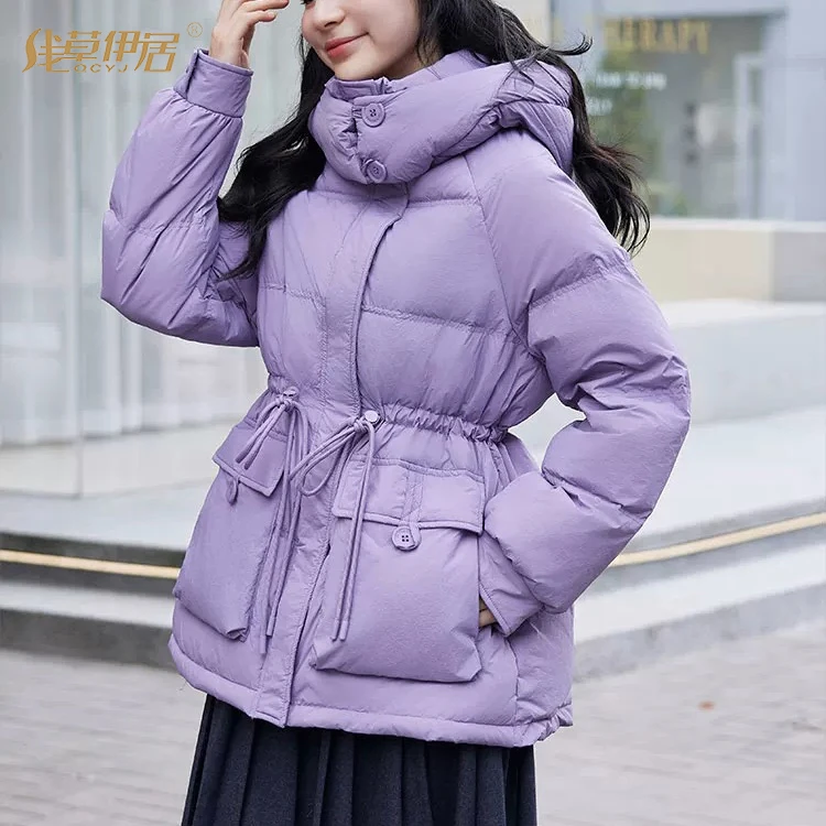 浅草伊居1白鸭绒羽绒服冬季收腰显瘦中长款矮个子时尚百搭