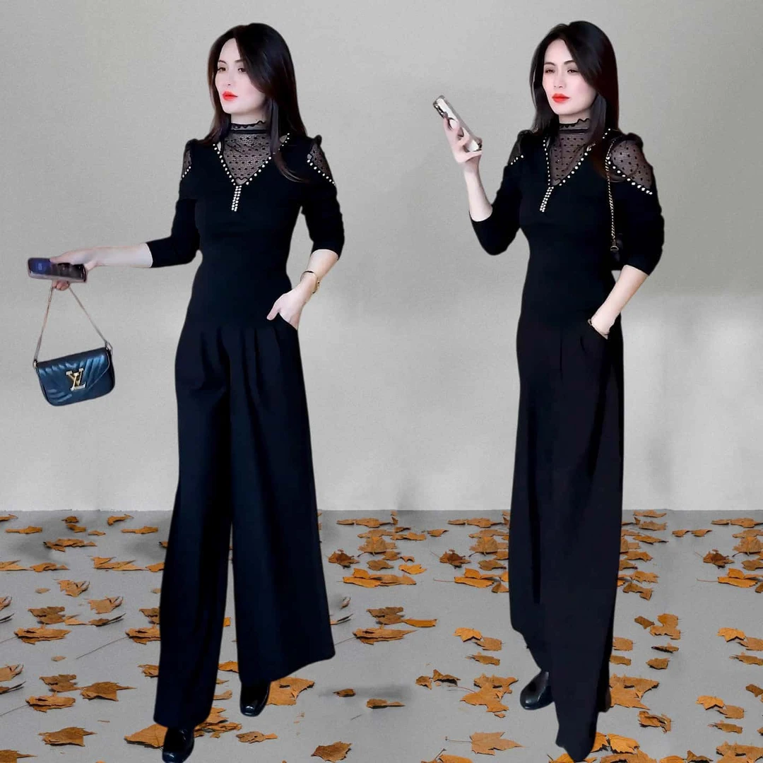 纯欲蕾丝拼接半高领长袖打底衫女秋冬季新款宽松显瘦小众气质上衣