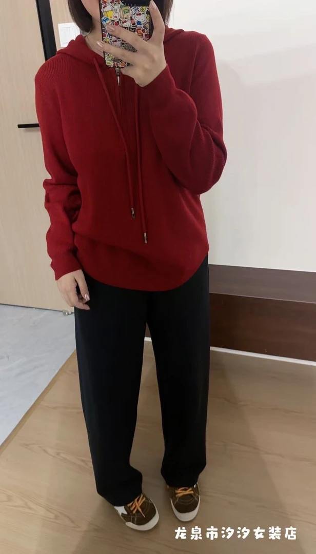 【汐汐女装二店】小个子定制纯色百搭长袖秋季半拉链针织上衣 67075