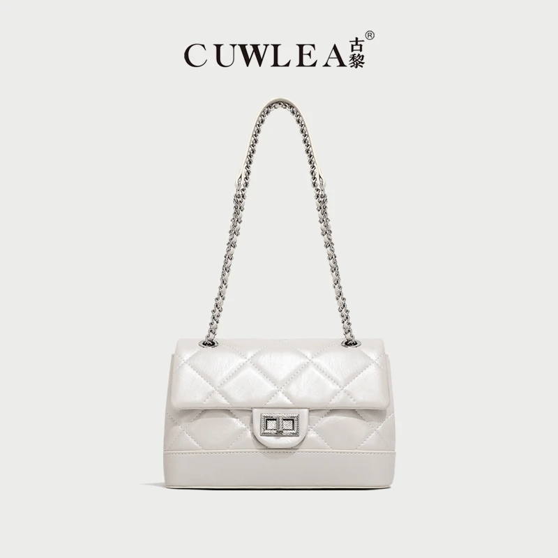 【CUWLEA/古黎】小香风新款女包绣线菱格百搭斜挎包GL-9086