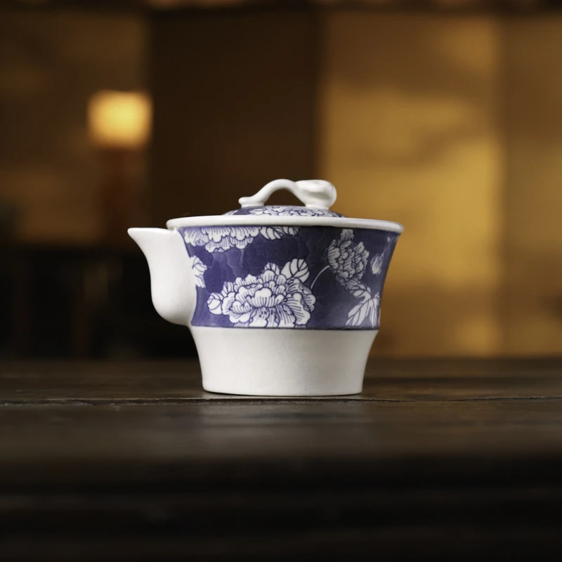 【坐饮亭竹】芙蓉花-梵山堂-竹节如意泡瓶-130CC（W0547）