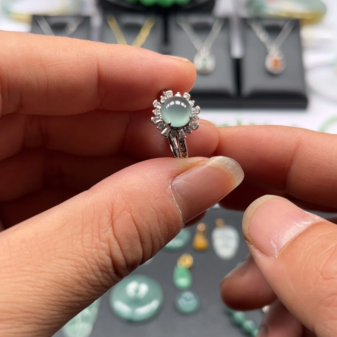 翡翠银S925镶嵌戒指福利