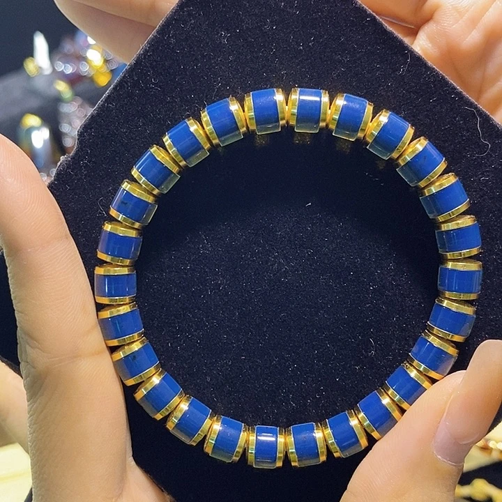 蓝珀未镶嵌珠宝奇石多米尼加蓝珀直切手串7