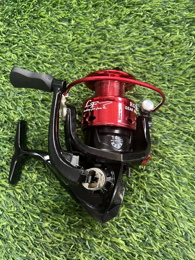 8纺车轮红色便携折叠摇臂金属机芯金属轴承鱼线轮  龙马料线杯