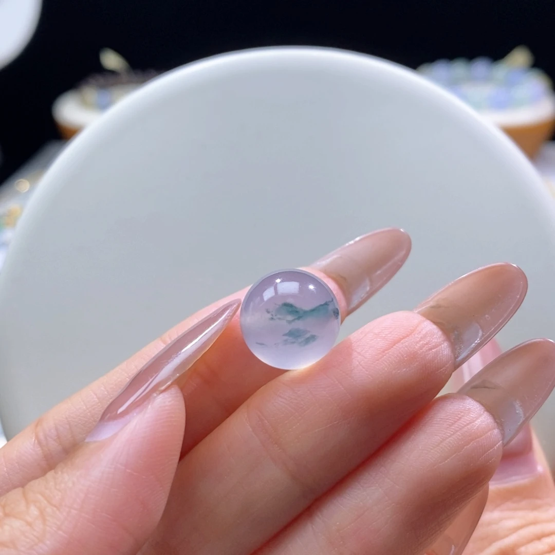 翡翠未镶嵌颈饰翡翠高冰飘花珠13.7mm