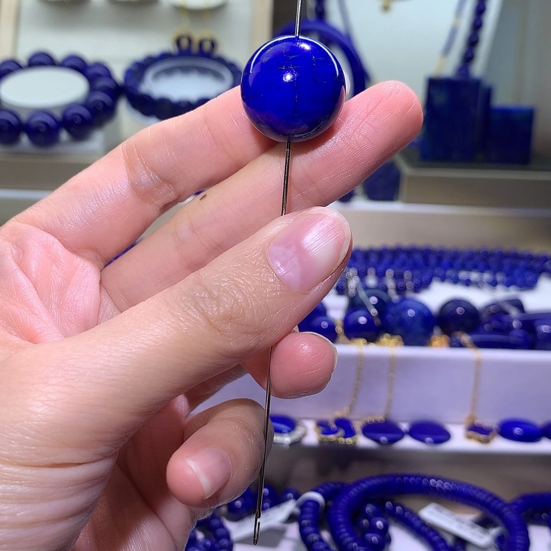 啊***衔青金石未镶嵌天然原矿A货单珠19.3m