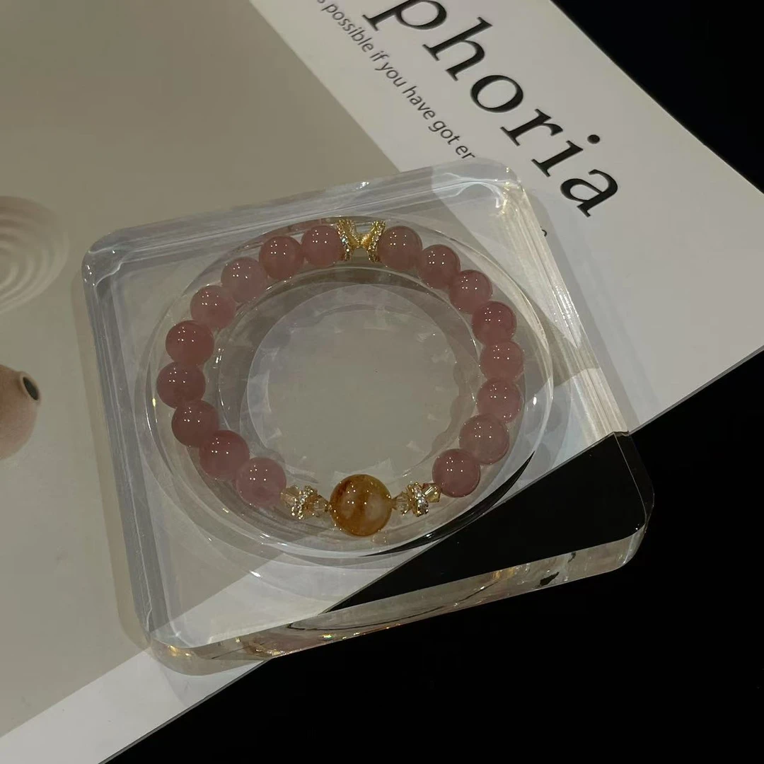 YIMI 天然水晶9mm紫马粉手链x1980 多样性发货