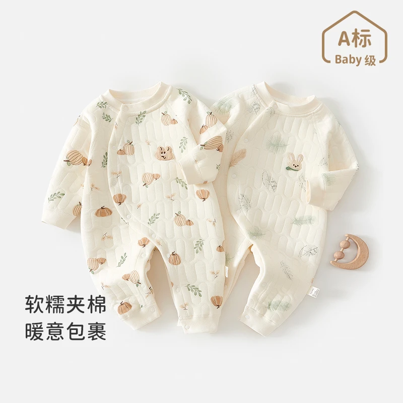 婴儿哈衣宝宝衣服保暖衣新生儿连体衣秋冬款连体衣夹棉爬服