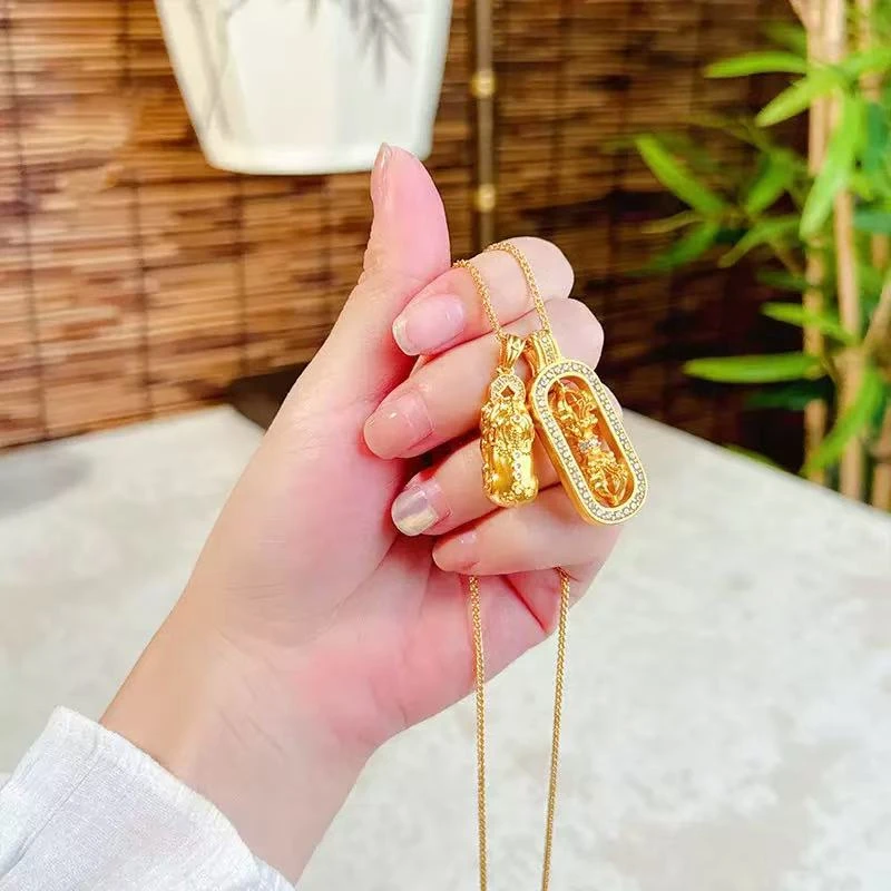 铜合金项链 古法金色项链女民族风项链