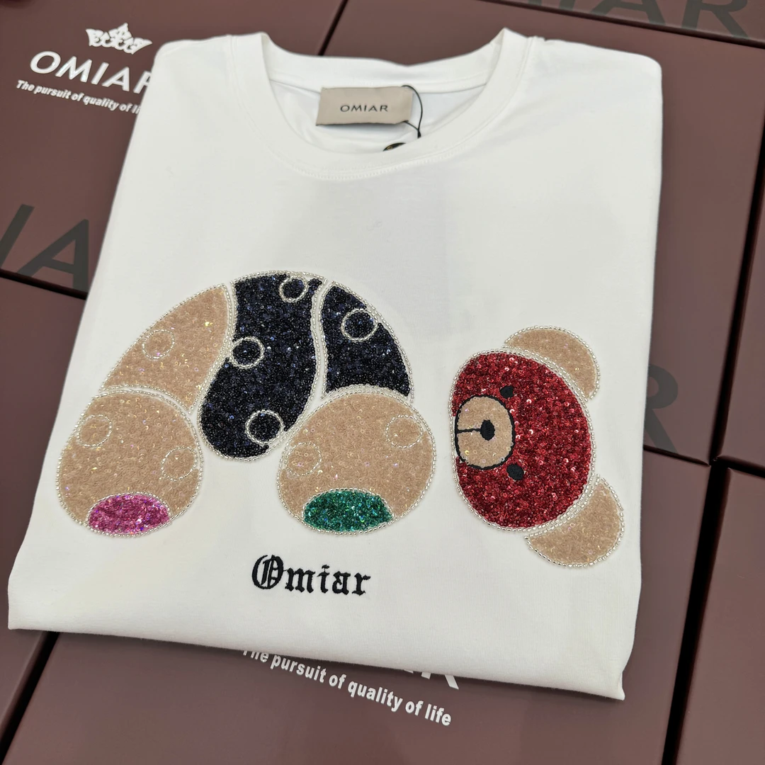 OMIAR2025新款七彩趴趴熊男女短袖D7210