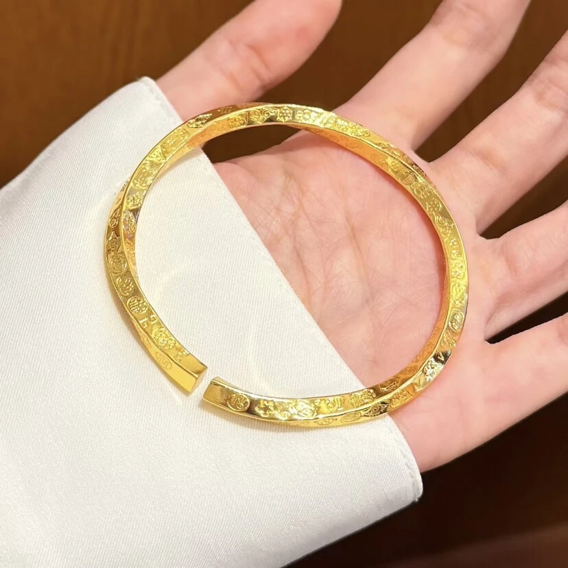 非金属塑料手镯 非金属塑料手镯镀真金强保色古法新中式复古风莫