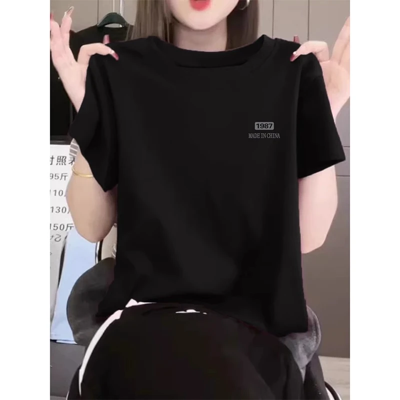 欧货正肩短袖t恤女2025新款夏季时尚百搭洋气显瘦黑色上衣