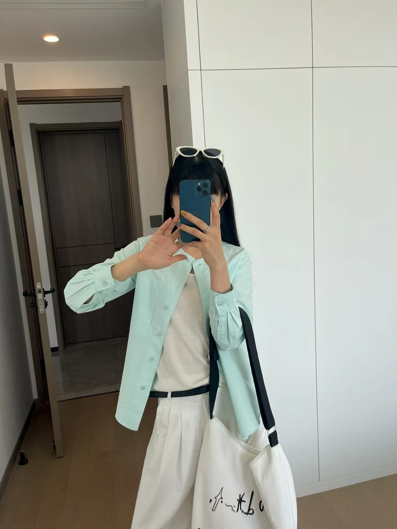Mood doll圆领水洗棉衬衣