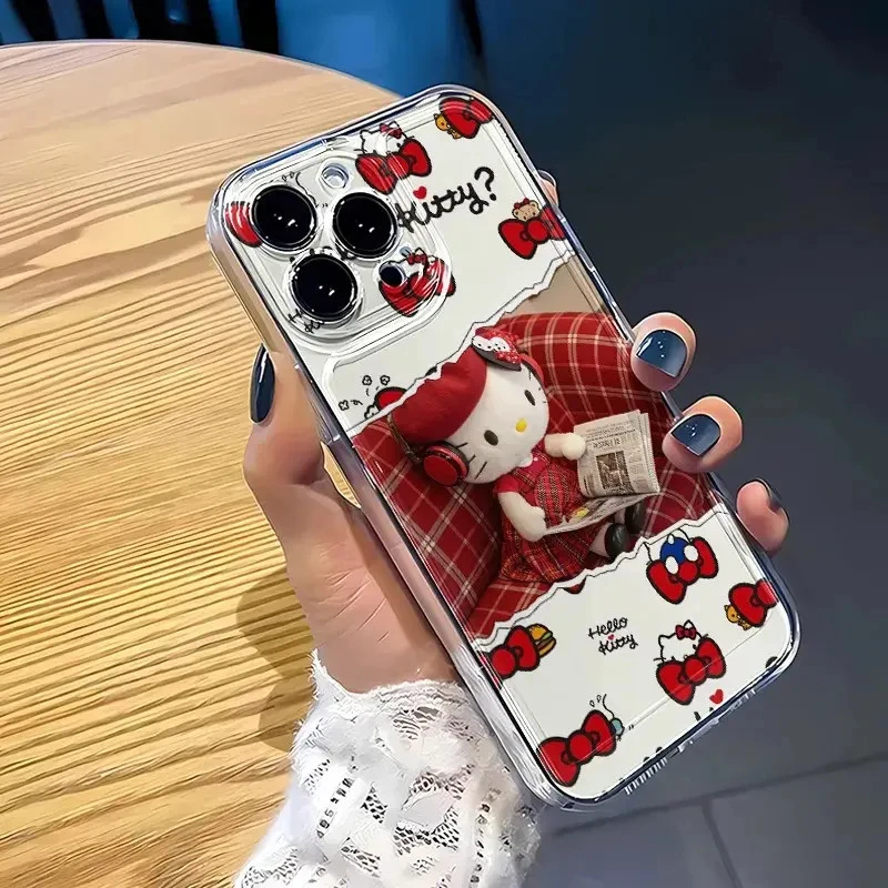 kitty报纸卡通手机壳适用苹果17promax华为P70VIVO小米15OPPO硅胶