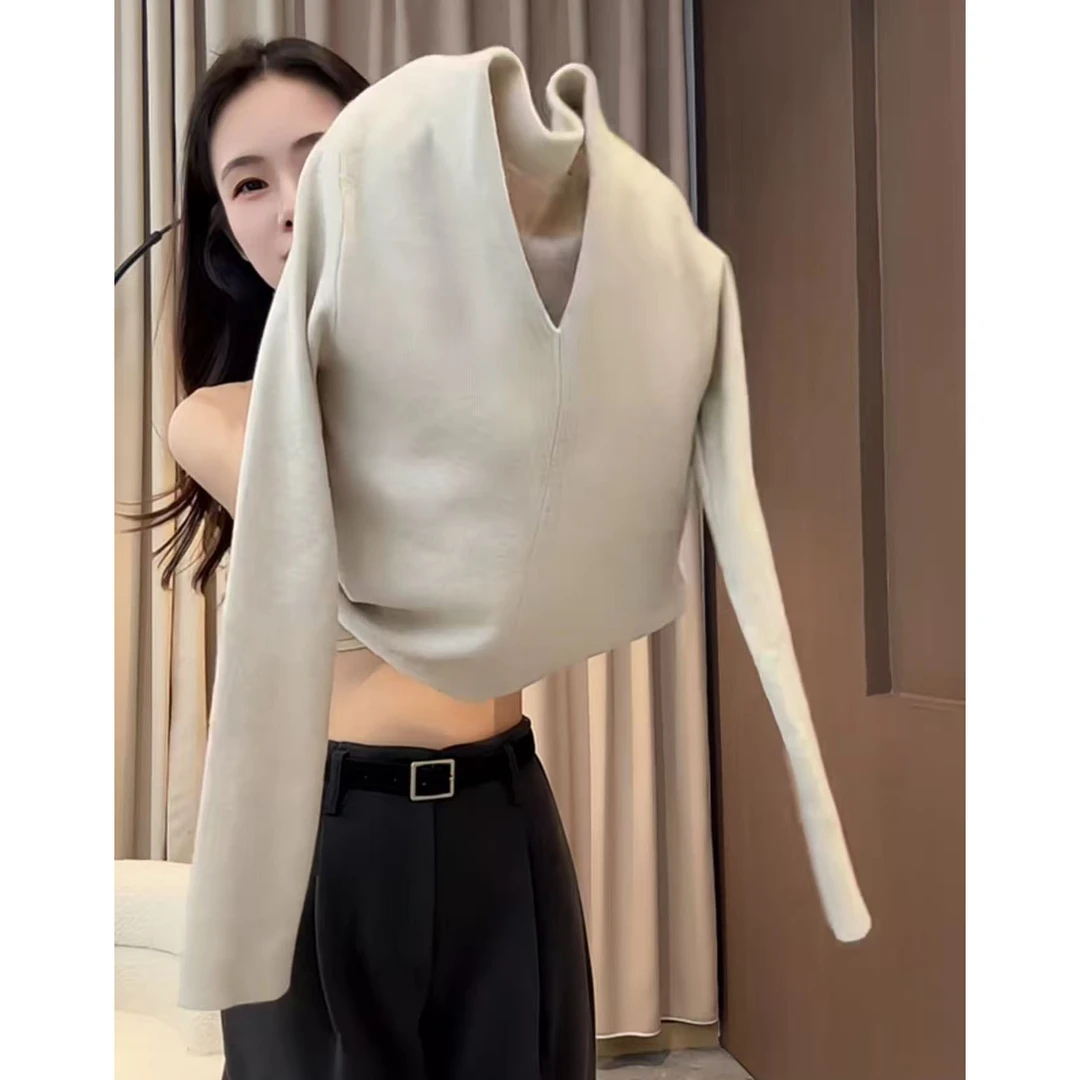 今年流行穿搭2025秋冬新款温柔风法式轻职风有弹力修身长袖上衣